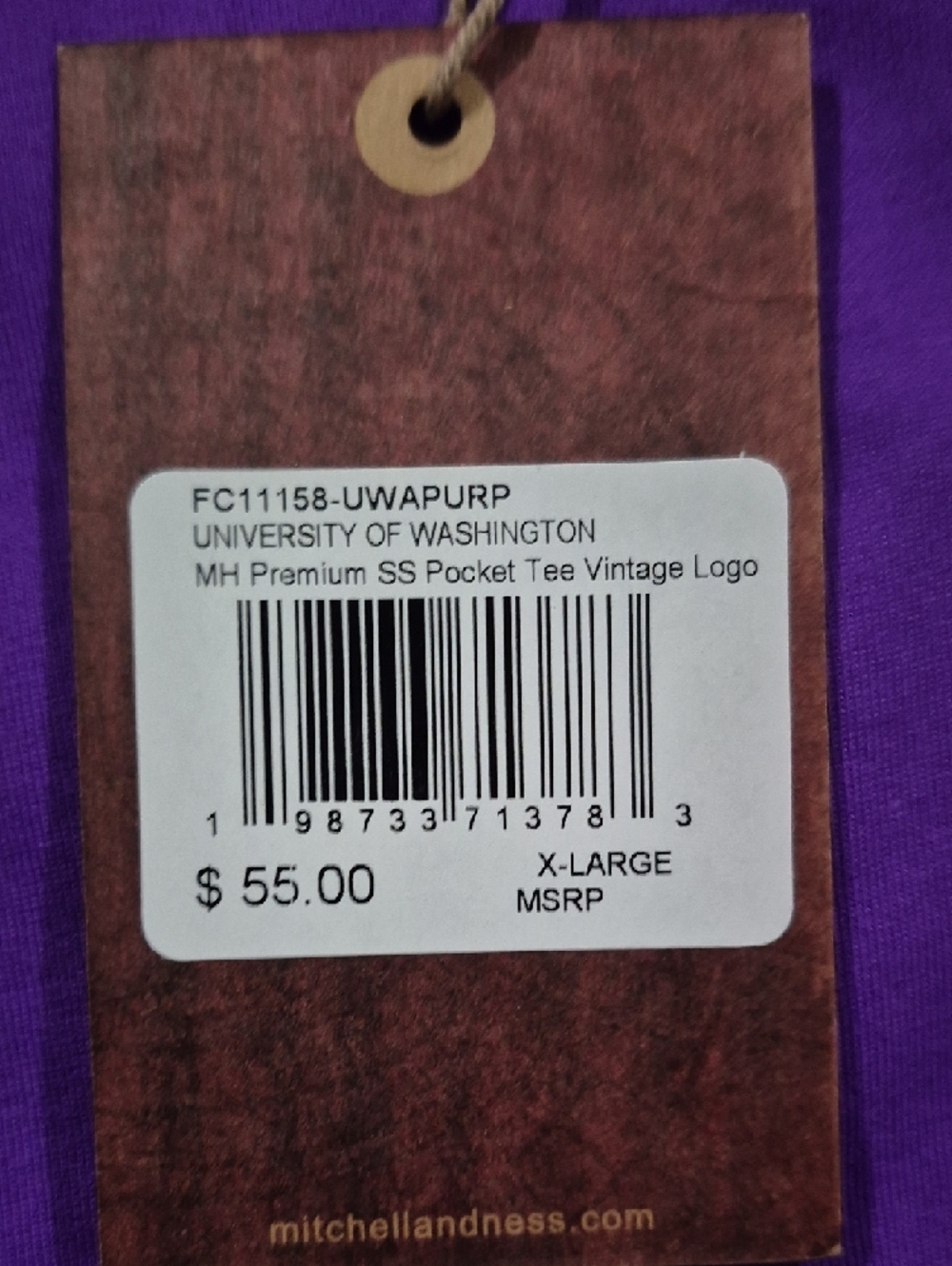 Mitchell & Ness Purple Husky Pocket Tee with Gold Patch - Picture 2 of 2